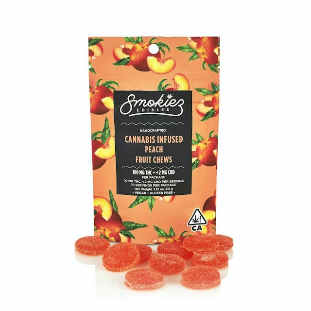 image of Smokiez Edibles Sweet Peach Fruit Chews 100 mg : Edibles