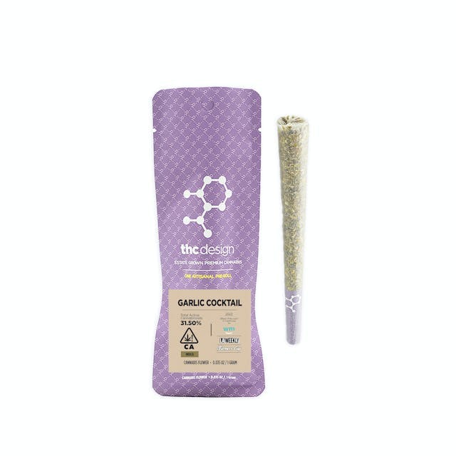 image of THC Design THCD Pre Roll (Indica) Garlic Cocktail 1.0g : Pre-Roll Flower