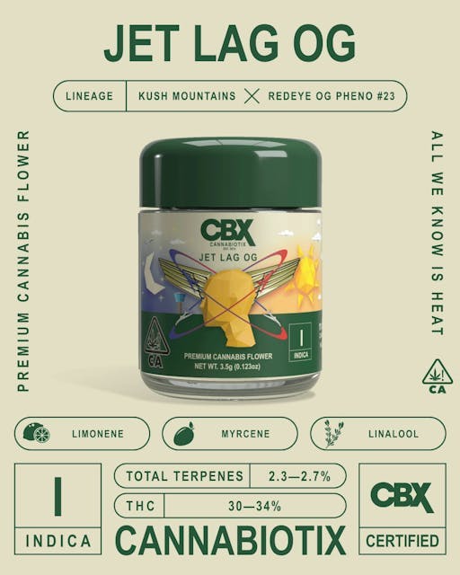 image of Cannabiotix CBX   Jet Lag OG   3.5g : Flowers