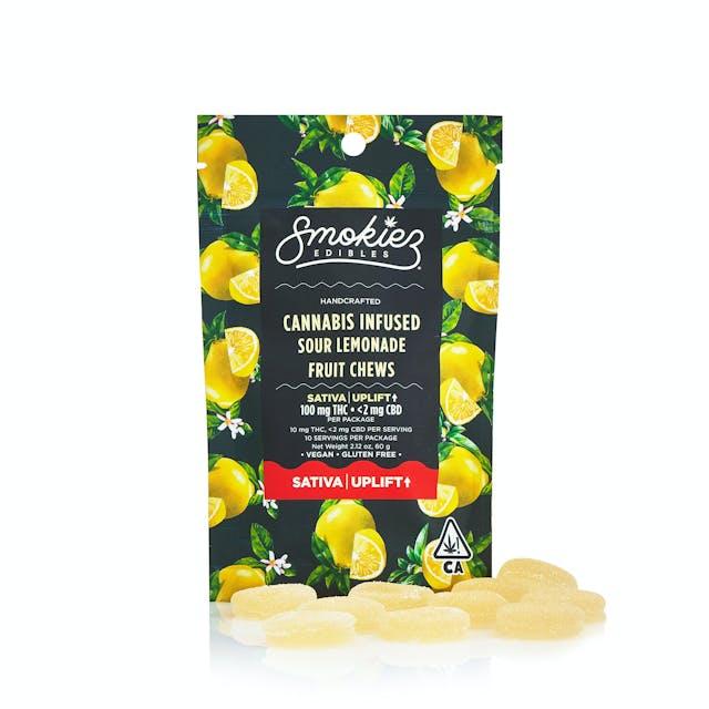 image of Smokiez Edibles Sour Lemonade SATIVA 100mg THC Fruit Chews : Edibles