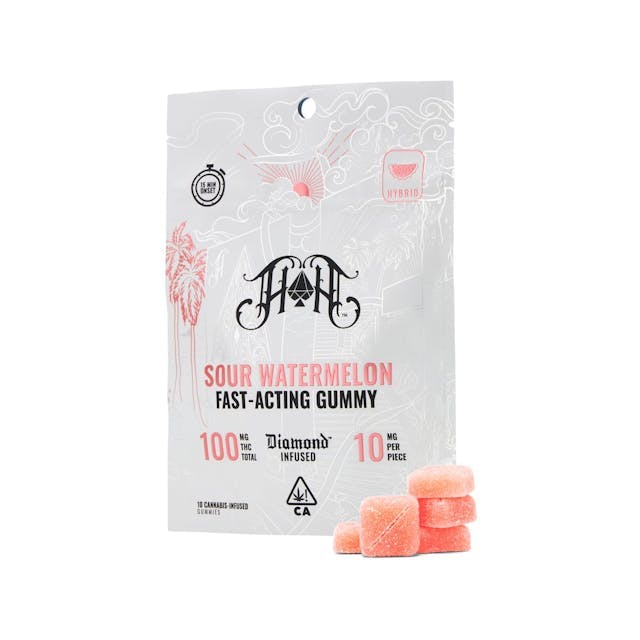 Sour Watermelon | Hybrid - Fast-Acting Gummies - 100mg THC  Heavy Hitters