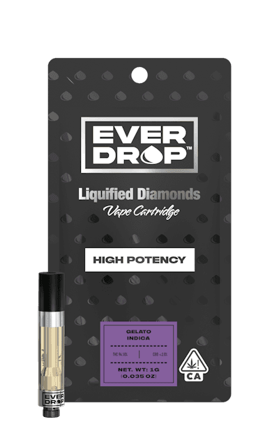 image of EverDrop 1.0g Gelato Liquified Diamonds Vape Cartridge : Vape Pens