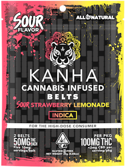 Picture of theKANHAKE   THC   Classic Indica Sour Belt Strawberry Lemonade 100mg (50 mg/each) 