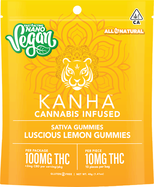 KE - THC - NANO Sativa Vegan Luscious Lemon 100mg (10 mg/each)-KANHA