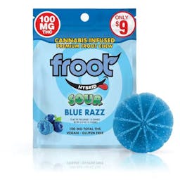 Picture of theFroot Sour Blue Razz Gummy   100mg Single Cut to dose