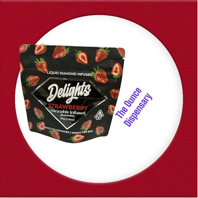 image of Delights Strawberry   Liquid Diamond Infused Gummies   100mg  : Edibles