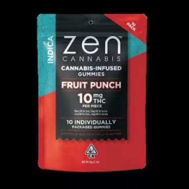 image of ZEN Fruit Punch Indica Gummy 100mg : Edibles