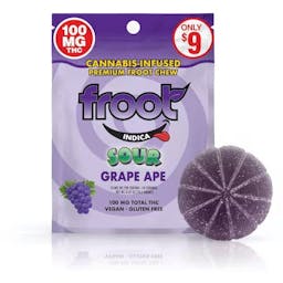 Picture of theFroot Sour Grape Gummy   100mg Single Cut to dose