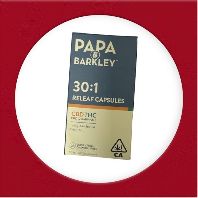 image of Papa & Barkley Capsules  30CBD:1THC  FG 30ct Papa and Barkley : Edibles