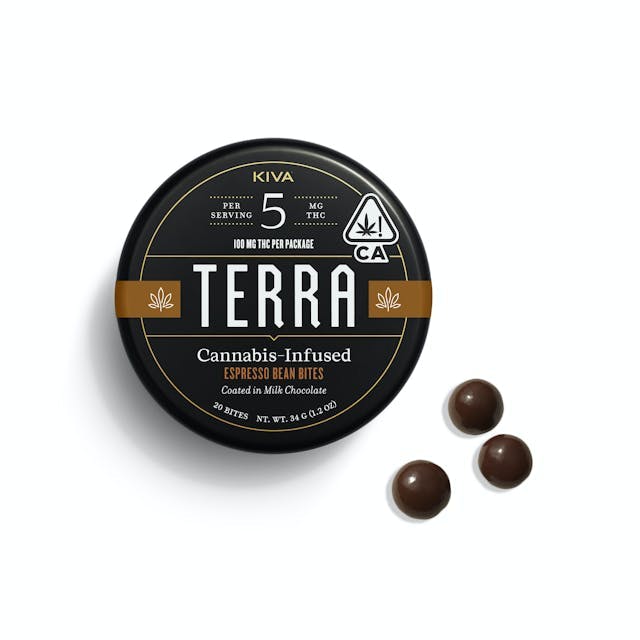 image of Kiva Confections Terra Espresso Bean Bites 100mg : Edibles