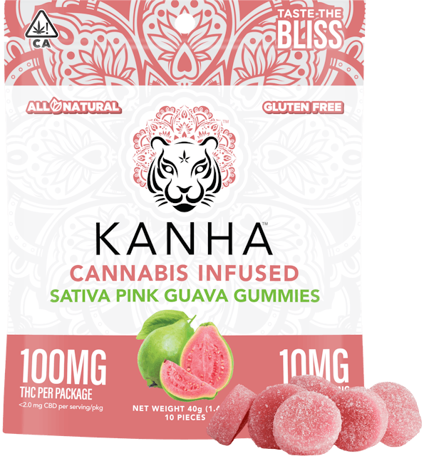 image of KANHA KE   THC   Classic Sativa Pink Guava 100mg (10 mg/each) : Edibles