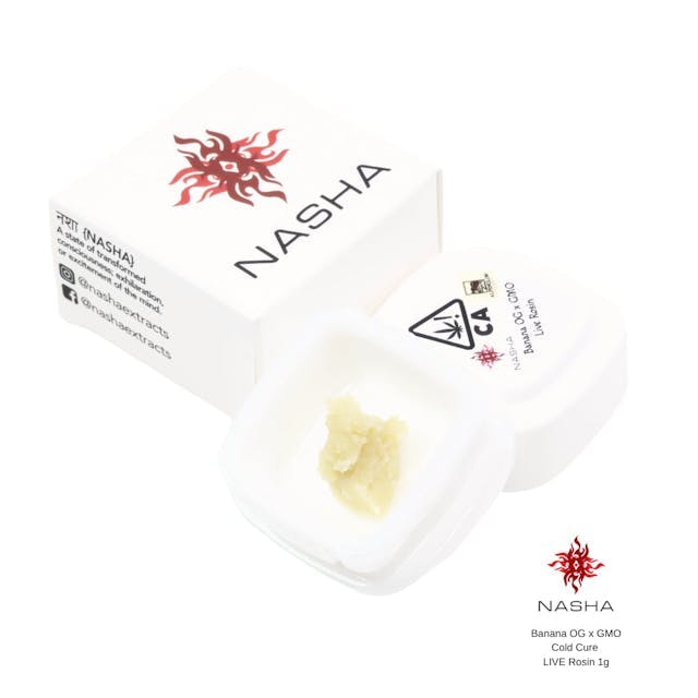 image of NASHA Nasha Cold Cure Live Rosin 1g Banana OG x GMO : Concentrates
