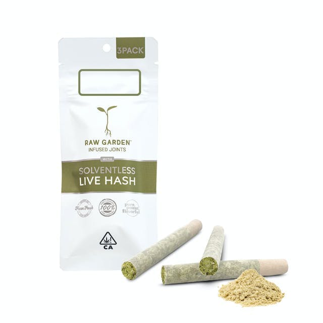 Cereal Milk (3) Live Hash Infused Joints, Raw Garden