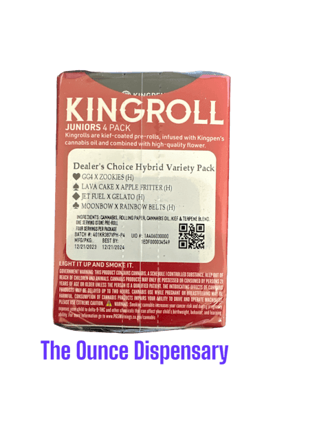 image of KINGROLL KRL Junior 0.75g PR 4 Pack   Hybrid Variety Pack v2, StateHouse : PreRol Infused