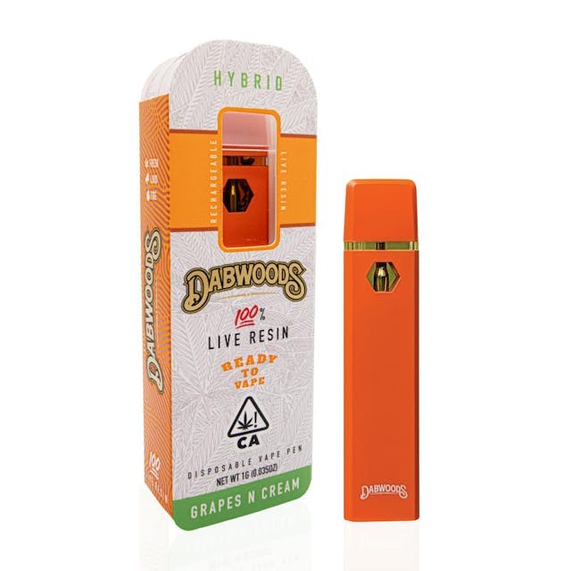 image of Dabwoods GRAPES N CREAM   LIVE RESIN 1g DISPOSABLE : Vape Pens