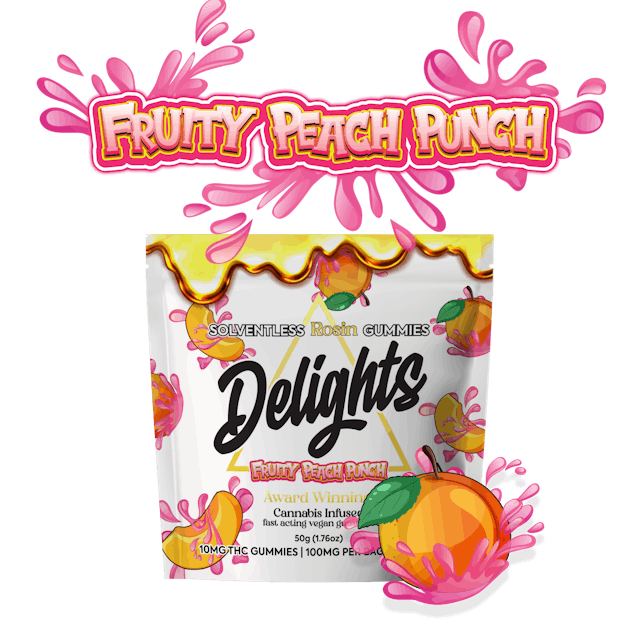 Fruity Peach Punch Delights Rosin Infused Gummies