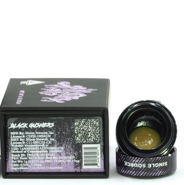 image of Trilogy 710 Black Gushers Premium Live Rosin 1g : Concentrates