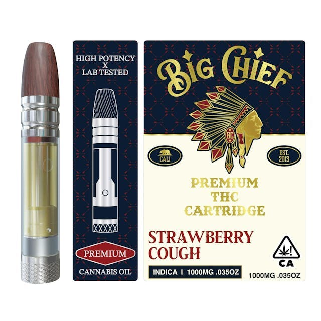 image of Big Chief Strawberry Cough 1G Cart : Vape Cart